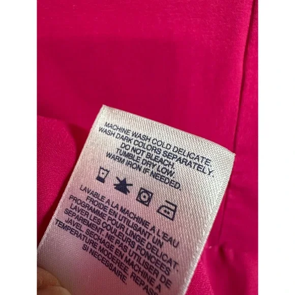 Lands End Womens Pink Mixed Media High Low Short Sleeve Peplum Top S 6-8 - Picture 6 of 7